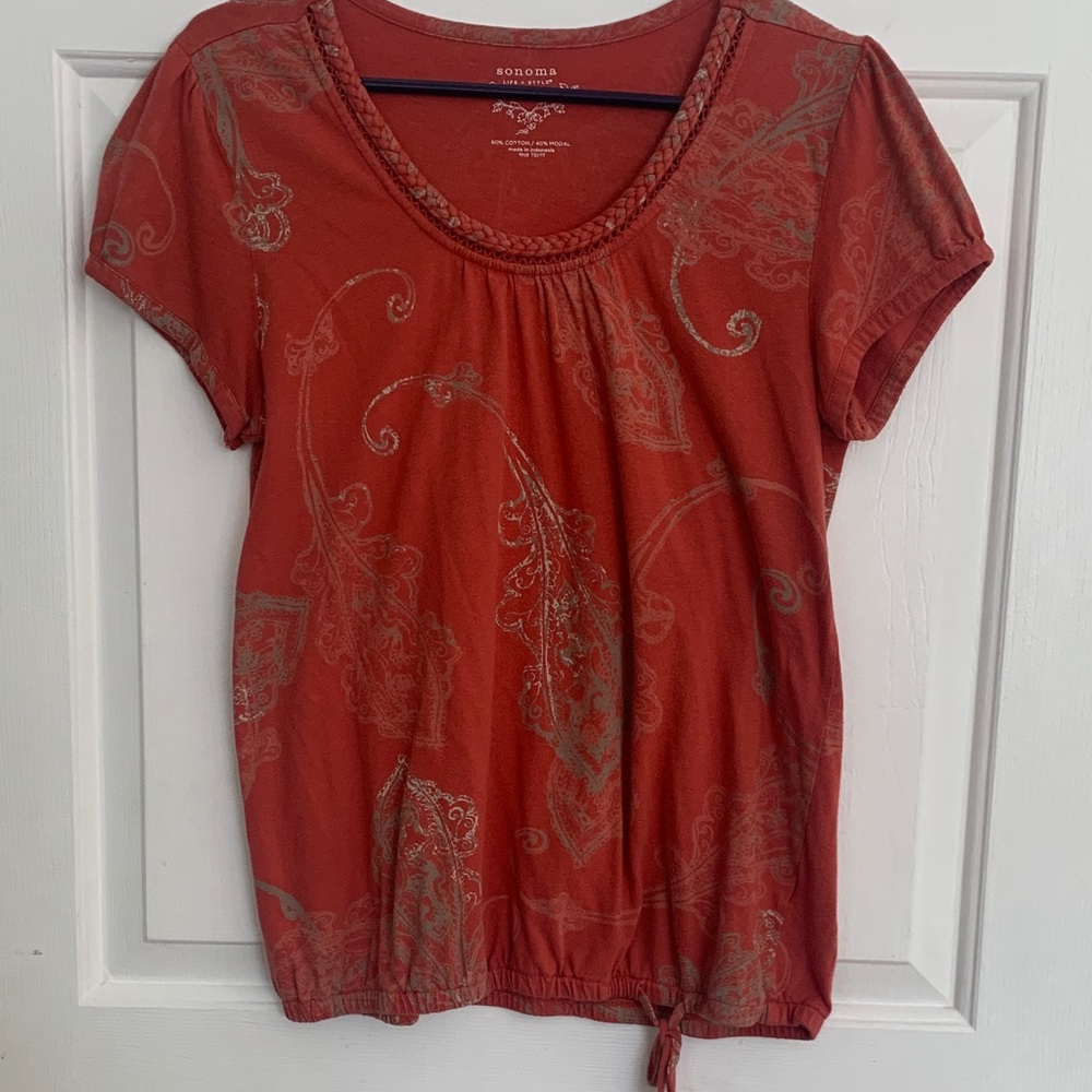 Sonoma Rust Paisley Short Sleeve Top